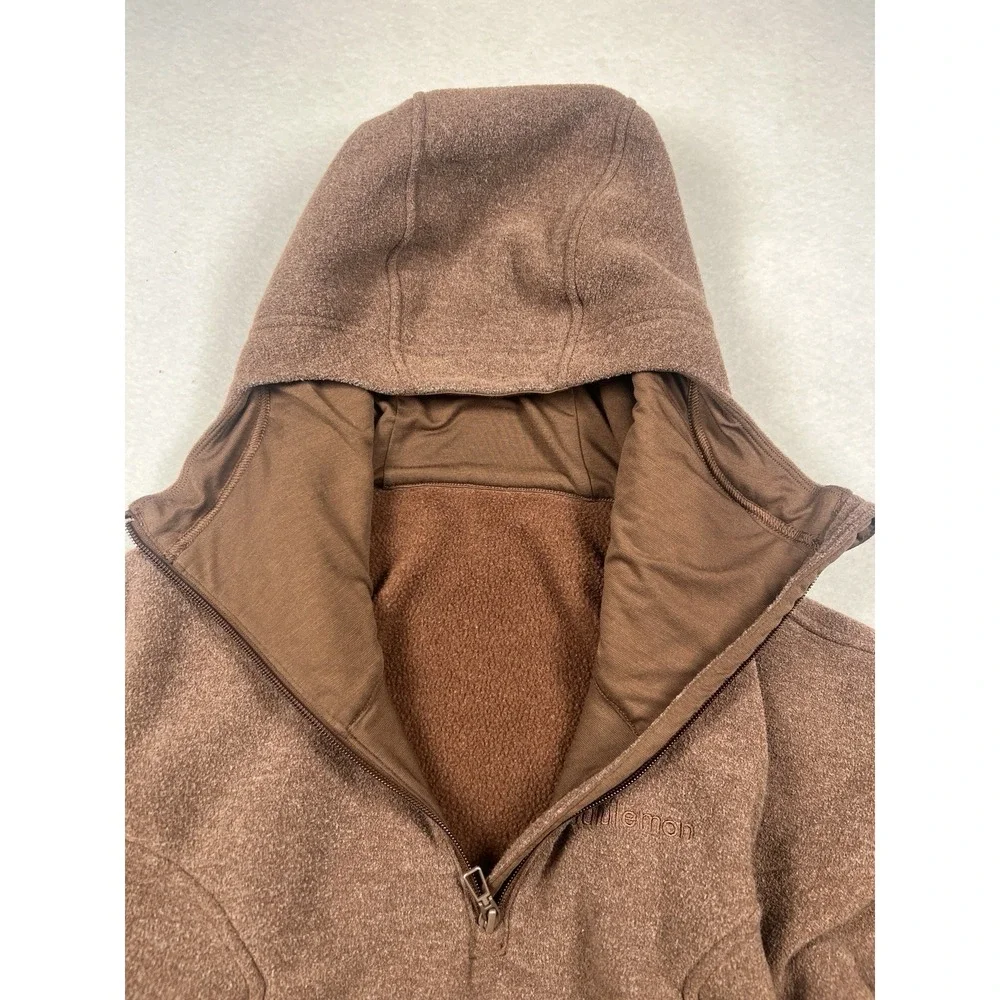 Lululemon Looped Terry Fleece Half-Zip Hoodie Sweatshirt Womens Sz 4 Java Active - Picture 8 of 12